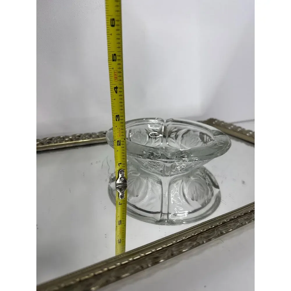 Vintage KIG Indonesia Glass Ashtray: Mid-Century Rose Design, 6”
